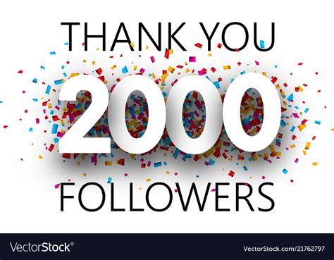 Thank You 2000 Followers Poster With Colorful Vector Image