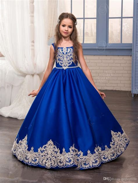 Kids Christmas Dresses For Party 2017 Royal Blue Girl Birthday Party