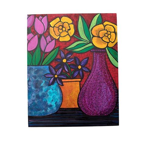 Original Flower Painting Still Life With Bright Colors Etsy