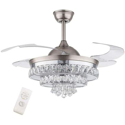 Tfcfl 42 Crystal Ceiling Fans Lights And Remote Control Retractable