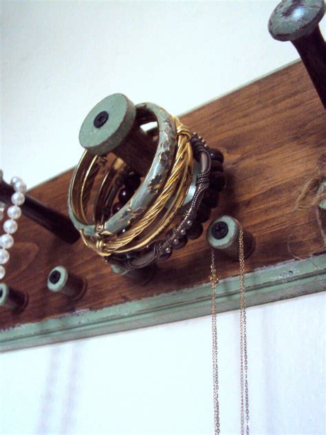 Wood Spool Jewelry Rack Bohemian Entryway Key Holder Etsy