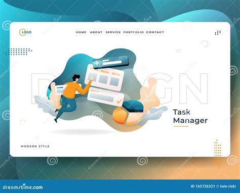 Landing Page Task Manager Vector Illustration Modern Concept Can Use