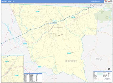 Cherokee County Sc Zip Code Wall Map Basic Style By Marketmaps Mapsales