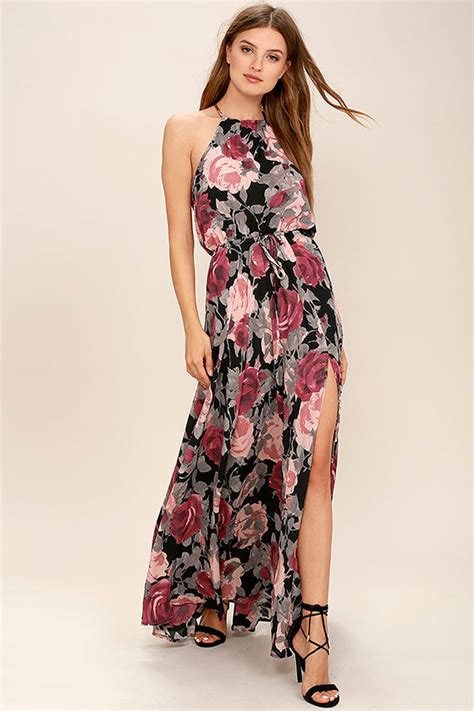 Lovely Black Floral Print Dress Maxi Dress Sleeveless Dress 96