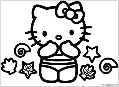 Push pack to pdf button and download pdf coloring book for free. Hello Kitty Summer 1 Coloring Page - Free Coloring Pages Online