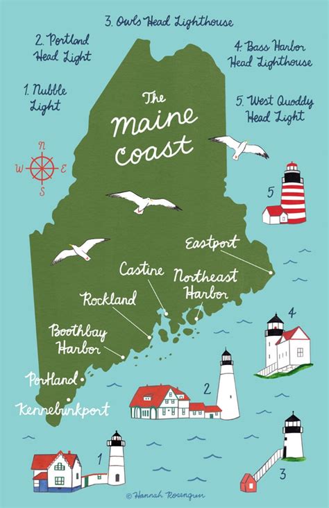 11x17 Map Of The Maine Coast Print Etsy