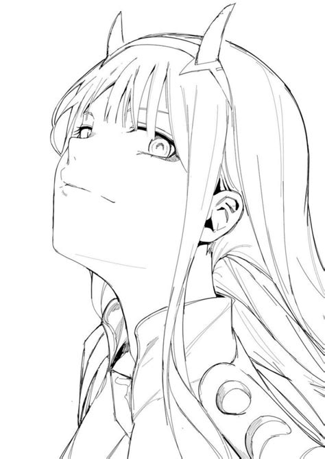 Darling In The Franxx Zero Two Coloring Page To Color