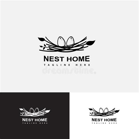 Nest Home Logo Design Template With Bird Egg Stock Vector