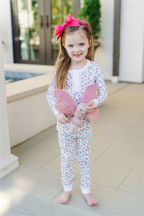 Lila Hayes Alden Girls Pima Cotton Pajama Pant Set Bright Butterflies
