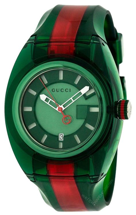 Gucci Sync Xxl 46mm Qtz Green Dial Two Tone Rubber Mens Watch Ya137113