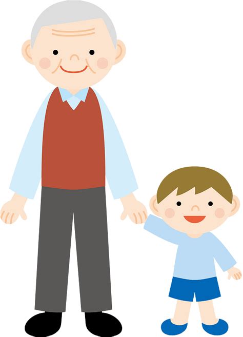 Grandfather And Grandson On A Walk Clipart Free Download Transparent