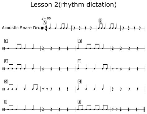 Lesson 2rhythm Dictation Sheet Music For Drum Set