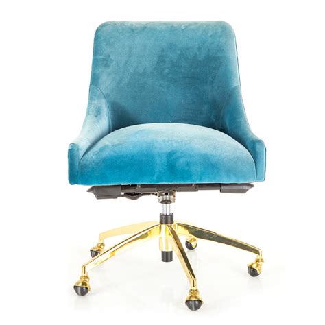 Modern Blue Velour Rolling Office Chair Gil And Roy Props
