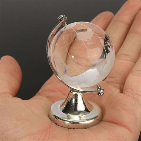 Crystal Glass World Globe Paperweight Transparent Clear Desk Home