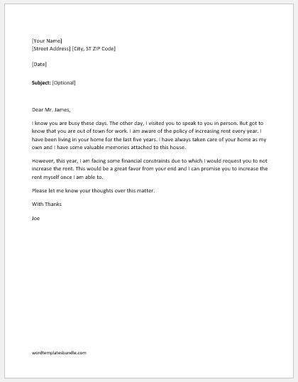 Landlord Letter To Tenant To Increase Rent Collection Letter Template Collection