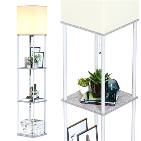 Sunmory Modern Iron Shelf Floor Lamp With 3 Way Dimmable Led Bulb