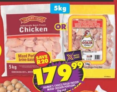 Farmers Choicegoldi Frozen Mixed Chicken Portions 5kg Each Offer At