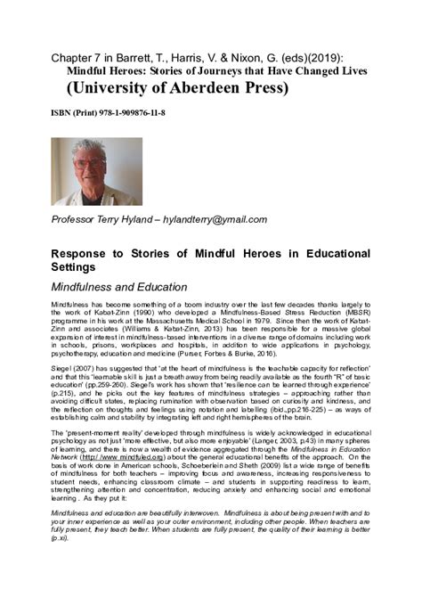 Doc Response To Stories Of Mindful Heroes In Educational Settings