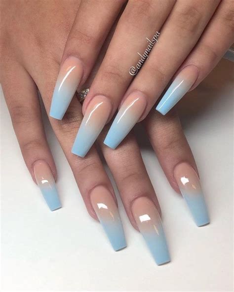 90 Long Acrylic Nails Design Ideas June 2020 Ombre Acrylic Nails Blue Acrylic Nails Long