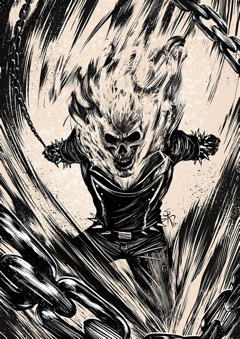 Wallpaper Illustration Ghost Rider Johnny Blaze Sketch Black And