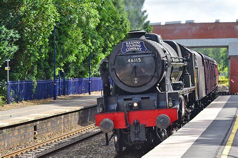Steam Locomotive 46115 Scots Guardsman Passing Aldermaston Station
