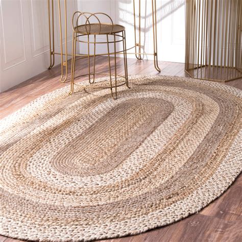 Braided Jute Rug 3 Border Oval Rag Rug Floor Area Rug Indoor Etsy