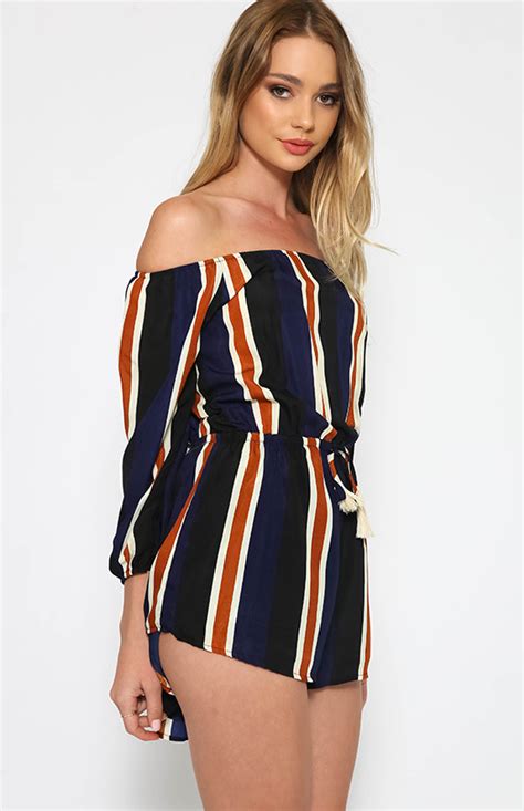 vertical stripes long sleeved jumpsuits on luulla