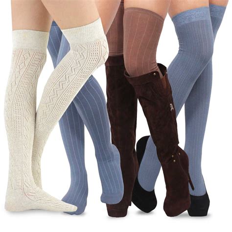 Teehee Womens Extra Long Fashion Thigh High Socks Over The Knee High Boot Socks