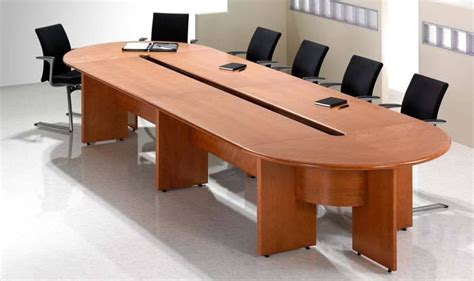 Wooden Oval Conference Room Table For Corporate Office Size 12 Feet