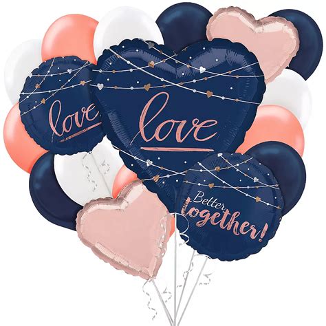 Navy And Rose Gold Wedding Balloon Bouquet 17pc Party City