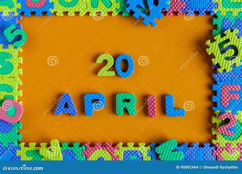 April 20th Day 20 Of Month Daily Calendar Of Child Toy Puzzle On