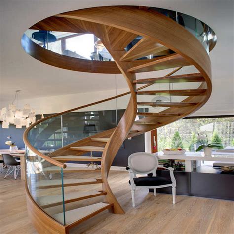 Contemporary Curved Wooden Staircase