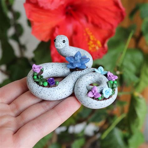 Succulent Snake Figurine From Polymer Clay By The Clay Kiosk On Etsy