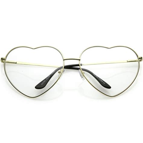 Sunglass La Oversize Metal Heart Shaped Eye Glasses With Clear Lens 71mm Gold Clear