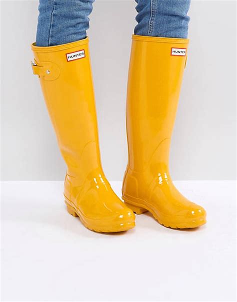 Hunter Original Tall Gloss Yellow Wellington Boots Asos