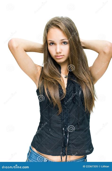 Beautiful Young Brunette Model Stock Image Image Of White Looking