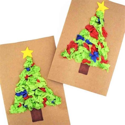 Tissue Paper Christmas Tree Card Craft