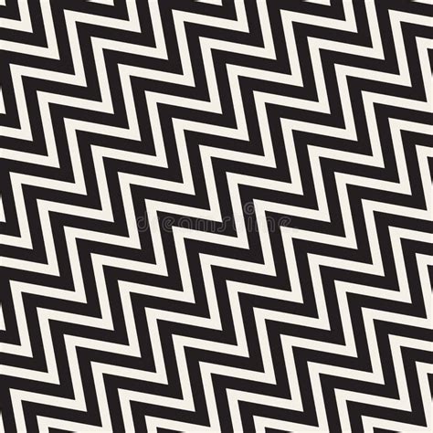 Vector Seamless Black And White Zigzag Diagonal Lines Geometric Pattern