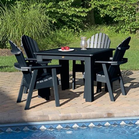 Highwood The Adirondack Collection 5 Piece Blue Frame Patio Set With In