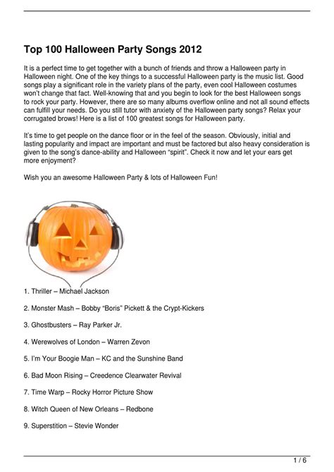 Top 100 Halloween Party Songs 2012 By Amy Shelly Issuu