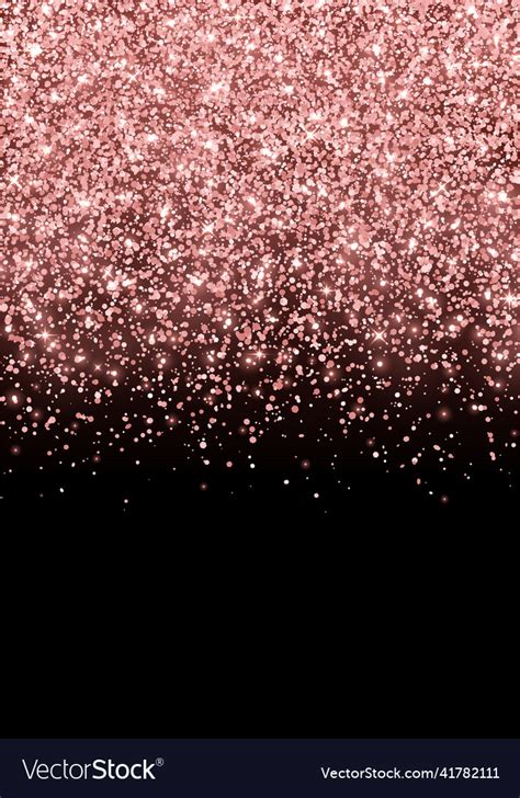 Rose Gold Scattered Sparkling Glitter On Black Vector Image