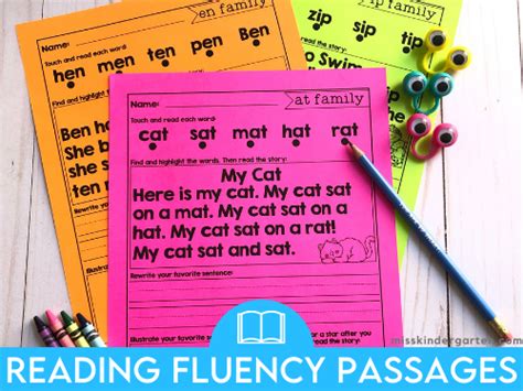 Free Kindergarten Reading Fluency Passages Miss Kindergarten