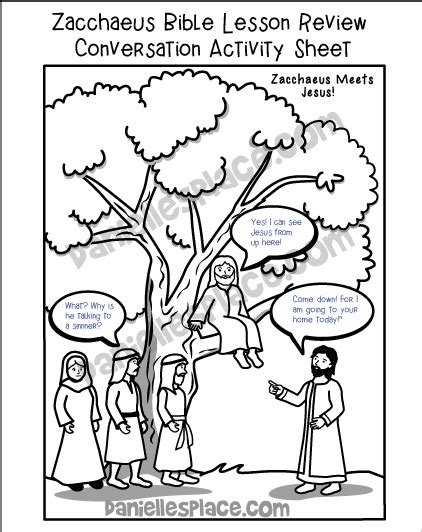 Zacchaeus Activity Sheet Jesus Talks To Zacchaeus Conversation Bubbles
