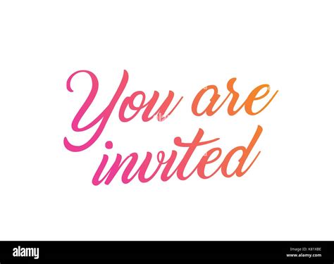 The Colorful Gradient Wedding Hand Writing Word You Are Invited Stock