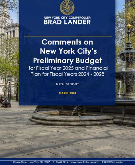 Comments On New York Citys Preliminary Budget For Fiscal Year 2025 And