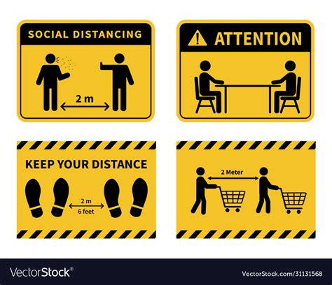 Social Distancing Keep 1 2 Meter Distance Vector Image