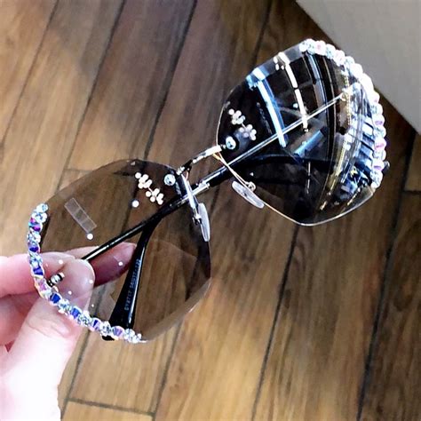 2020 vintage fashion oversized rimless sunglasses women famous luxury brand design sexy