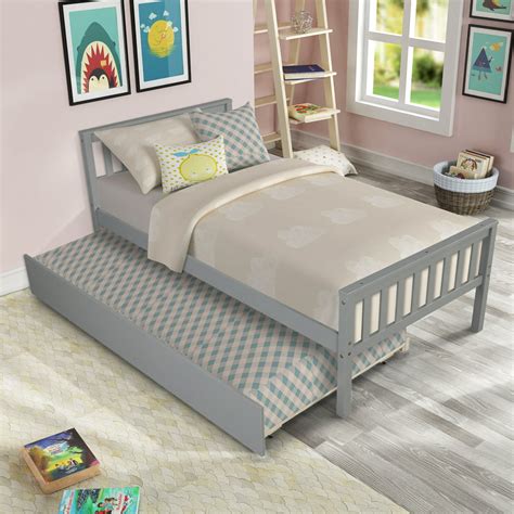 Twin Platform Bed Frame With Trundle Bed Yofe Kids Twin Bed Frame With