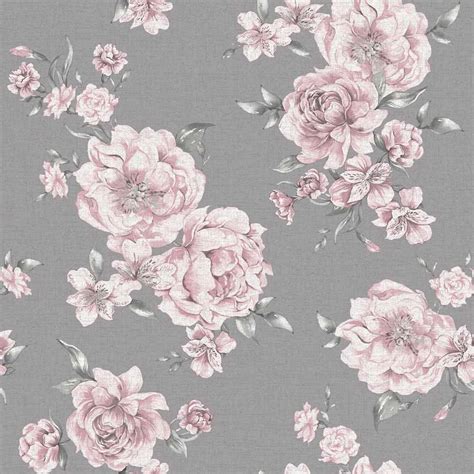 Holden Decor Peony Floral Pinkdark Grey Wallpaper Wilko