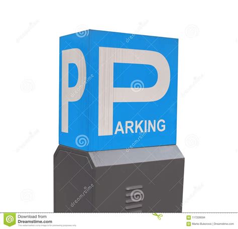 Blue Parking Sign With Letter P Isolated On White